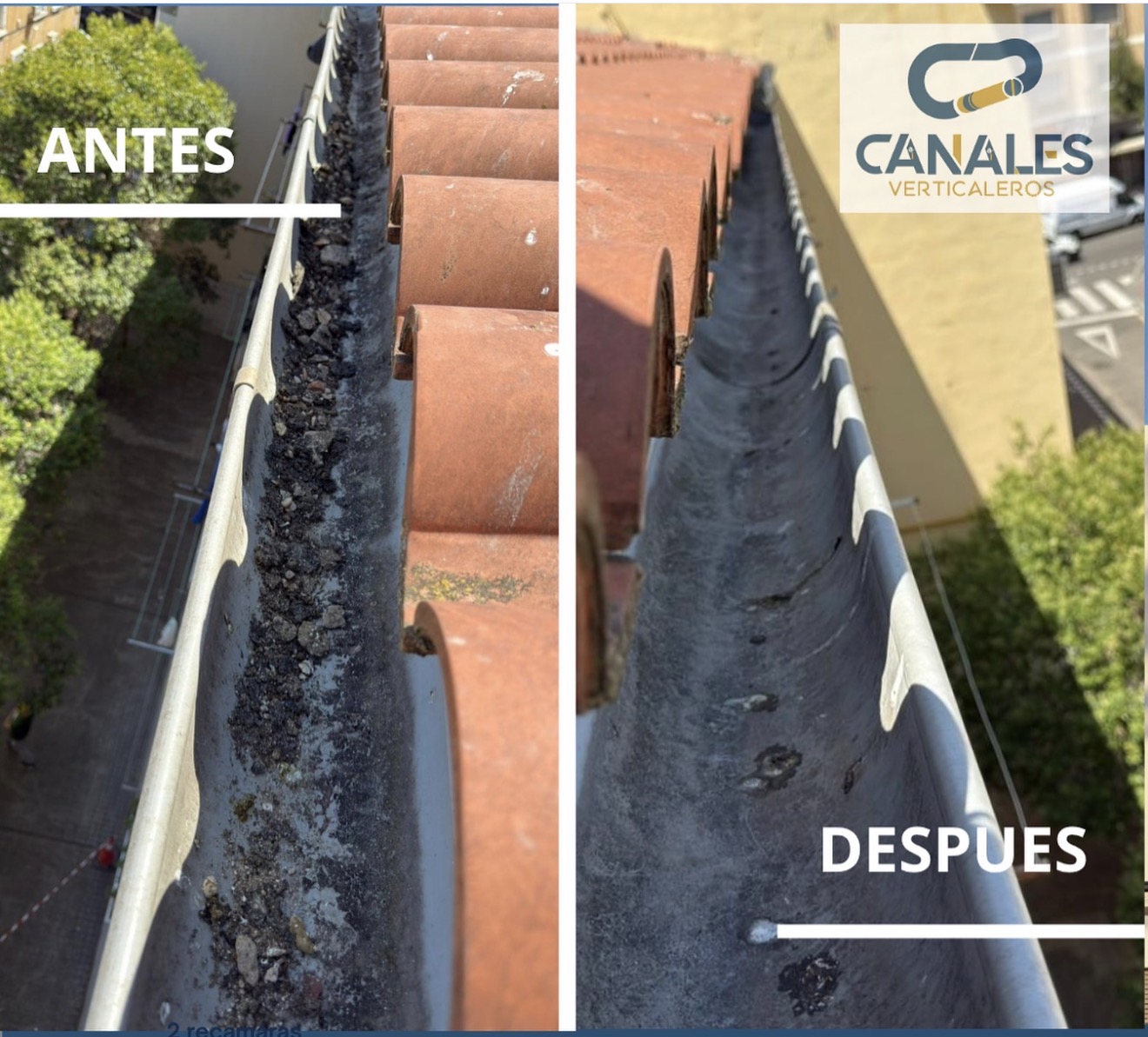Limpieza de canal antes y después
